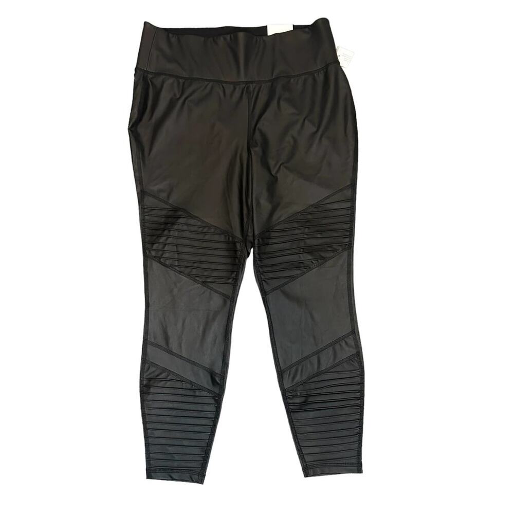 Lane Bryant Livi Active Black Moto Faux Leather Leggings